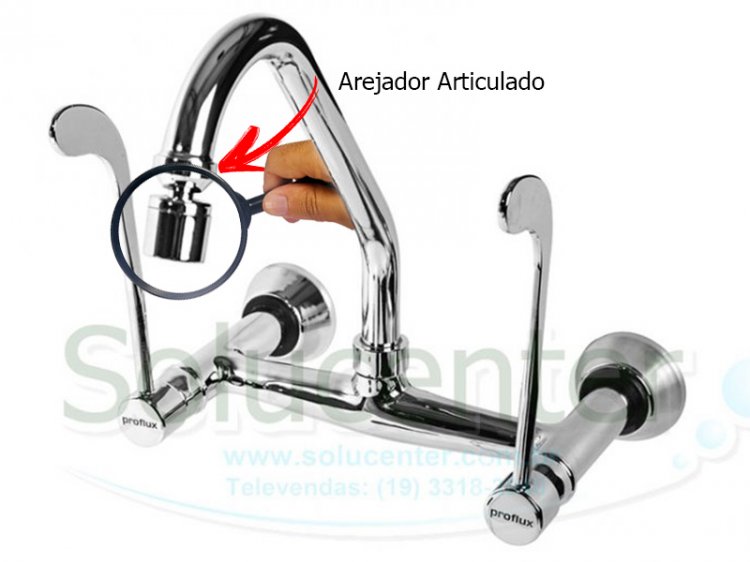 Torneira Clinica Misturador Parede Bica Móvel Proflux - 21.057